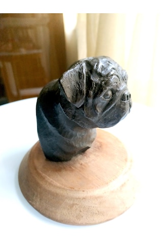Omeniv Antika Art Deco Bronz Köpek Pug Büst Heykel Biblo Figür