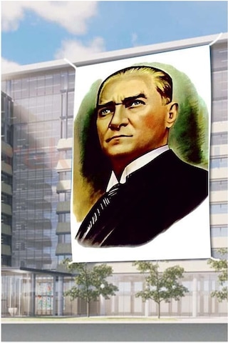 Mustafa Kemal Atatürk Portre Raşel Dijital Baskı Bayrak 600x900