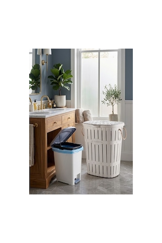 Bambu Görünümlü Halatlı Kulplu 65 Litre Çamaşır Sepeti 25 Litre Slim Pedallı Beyaz Kovası Beyaz - 850873319 Beyaz Bambu Görünümlü Halatlı Kulplu 65 Litre Çamaşır Sepeti 25 Litre Slim Pedallı Beyaz Kovası Beyaz - 850873319 Beyaz