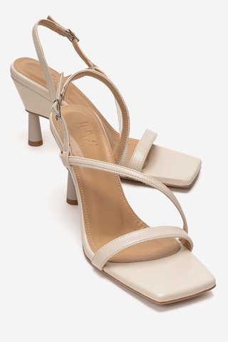 Luvishoes Jolene Ekru Cilt Kadın Topuklu Ayakkabı