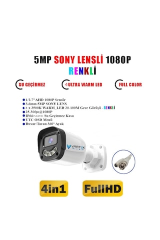 3 Kameralı 250gb-5mp Gece Renkli Gülen Yüz 1080p Fullhd Kamera Set-su Gecirmez-sabit İp Gerektirmez