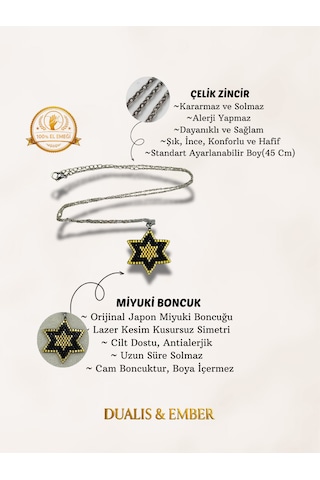 Miyuki Yıldız Küpe Kolye Seti Altın - Siyah
