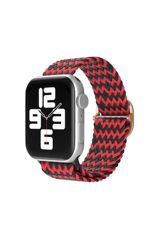 Apple Watch 38mm Uyumlu Star Kordon - Zigzag Kırmızı-siyah