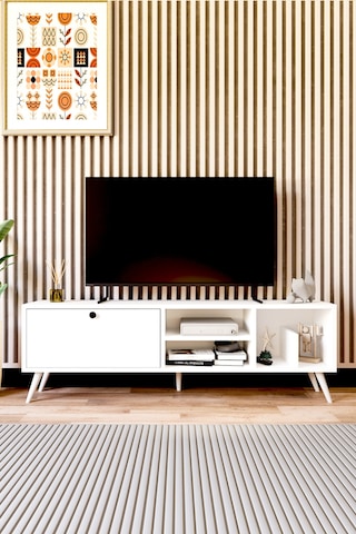 Lena Tv Sehpası, Tv Standı, Televizyon Ünitesi Beyaz