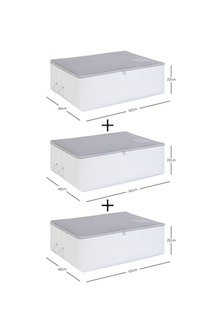 Ocean Home Textile 3'lü Büyük Boy Gri Renk Stuff & Things Baza Altı Hurç Set