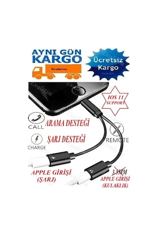 Apple Uyumlu iOS iPhone 7 8 X Plus Lightning Kulaklık Şarj Çoklayıcı 4313P Ç