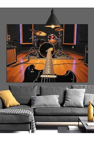 Müzik Aletleri Modern Sanat Dekoratif Kanvas - Mdf Ahşap Tablo