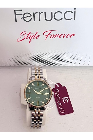 Ferrucci Fc59875 Retro Model Sade Şık Çelik Kordon Ve Kasa Kadın Kol Saati+bileklik Hediye Altın - Gümüş