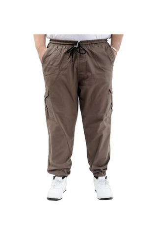 Büyük Beden Keten Kargo Jogger Valencia 21911 Toprak Toprak