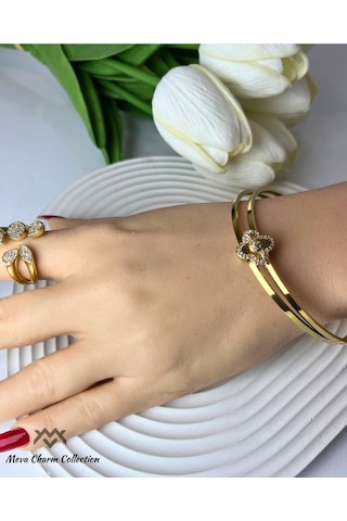 Marka Yonca Figürlü Zirkon Taşlı Çelik Ajda Charmı / Kolye Ucu Gold