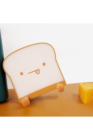 Yifomall Usb Şarjlı 1200mah Tost Şekilli Gece Lambası - Çift Taraflı Işık, Telefon Tutucu, Yatak Odası Dekoru Sıcak Beyaz