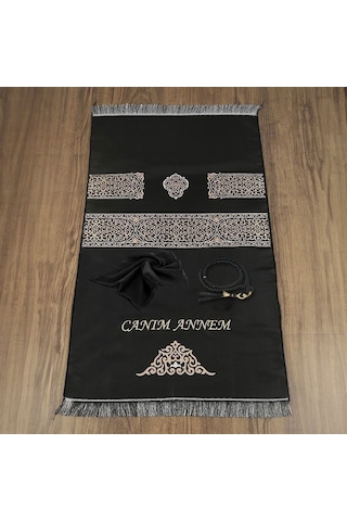 Anneler Günü si, Annenizin İsmine Özel Seccade, İğne Oyalı Şal, İnci Tesbih, Süslemeli Asetat Kutulu 26 23 Cm Çok Renkli