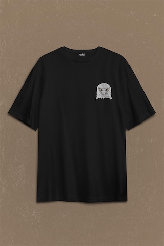 Kara Kartal Şampiyon Eagle Sırt Ön Baskılı Oversize Tişört Unisex T-shirt 001 Siyah