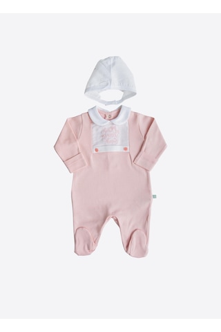 Kitikate Organik Sweet Home Şapkalı Tulum Pembe Pembe