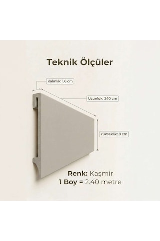 Espumo Kompozit Süpürgelik 8 cm Kaşmir | Suya Dayanıklı Parke Duvar Süpürgelik 2,40 m ESP207 -