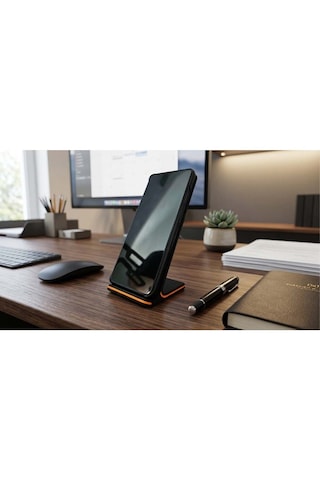 Özel Üretim Telefon Standı Telefon Tutucu Masaüstü Vb. İçin Özel Tasarım Ebat: 10,3 Cm X 6,9 Cm X 7 Cm Siyah - Turkuaz