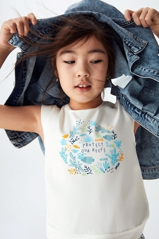 Xo Kids P-003472 Nk 32530 Kız Dinez Altı T-shırt 4-8 Yaş Ekru - Mint