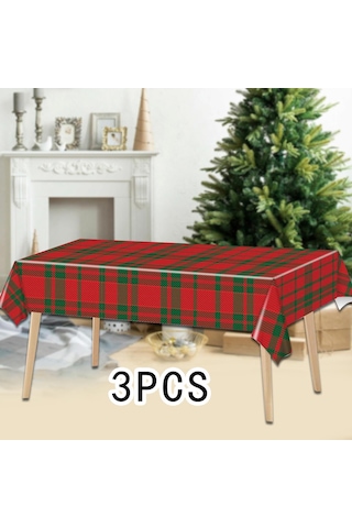 Homyl Yılbaşı Tek Kullanımlık Masa Örtüsü Tatil Su 3 Adet Büyük Kareli