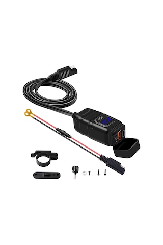 Shineyee Hızlı Şarj Cihazı - Usb+type-c, Voltaj Göstergeli, Mavi Paketli