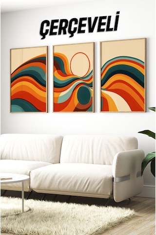 Ahşap Çerçeveli Mdf Tablo Seti Salon Ve Oturma Odası Için Çt3093 42 X 62