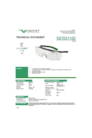Univet 5X7.03.11.00 Koruyucu Gözlük Şeffaf.Made In Italy.