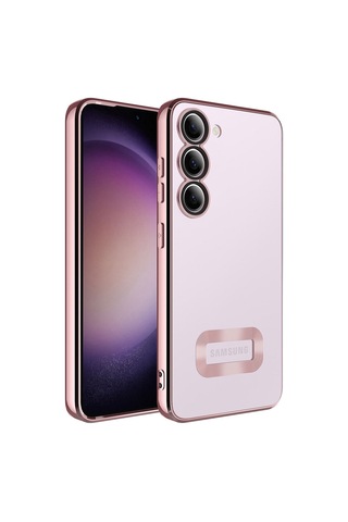 Samsung Galaxy Uyumlu S23 Plus Yanları Renkli Lens Korumalı Logo Gösteren Luxury Silikon Kapak - Siyah
