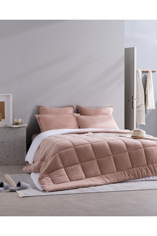 Madame Coco Bobigny Tek Kişilik Supersoft Comforter Set - Pudra Pudra