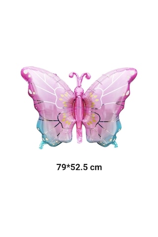 Kelebek Pembe-mavi Folyo Balon 79 52,5 Pembe