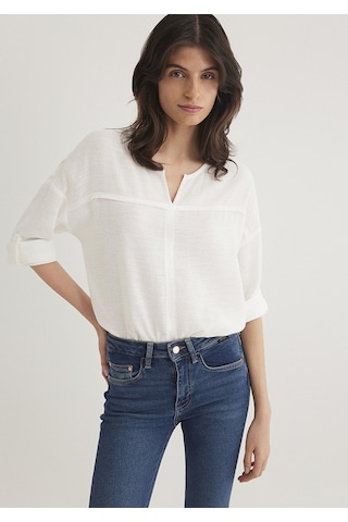 Mavi - V Yaka Beyaz Bluz 121357-22937