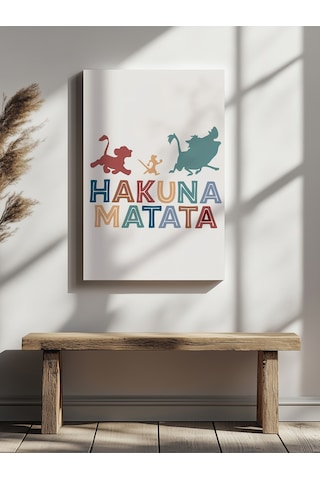 Hakuna Matata Yazılı Ev Ofis Mutfak Salon Duvar Dekorasyon Kanvas Tablo