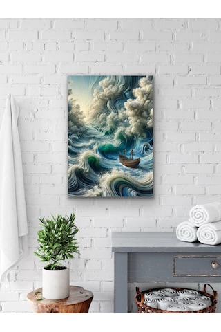 Okyanustaki Yalnız Gemi Kanvas Tablo 70x100cm
