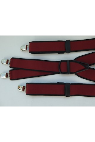 Bordo Pantolon Askısı / Dört Klipsli Bordo