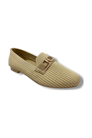 C-shoes 3106-25 Triko T Taşlı Toka Kadın Babet Krem