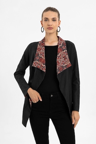 Golia Siyah Çift Taraflı Kadın Hakiki Deri Kaban-siyah Siyah