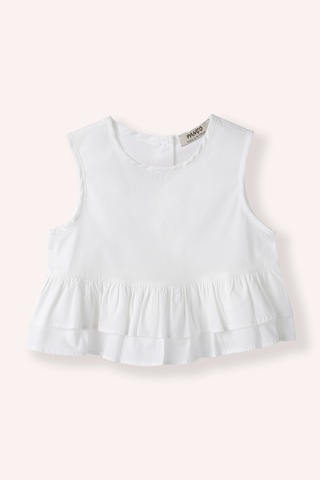 Kız Bebek Düğme Detaylı Fırfırlı Beyaz Bluz 7274476