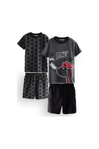 Denokids Yıldızlı Dino Erkek Çocuk 2'li Pijama Takım Renkli Çok Renkli