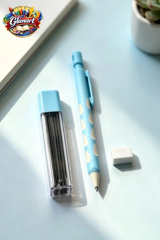 2.0 Mm Uç Ve Silgi Hediyeli 2.0 Mm Uçlu Kalem Seti 1 Adet Mavi