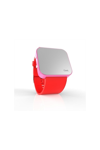 Cool Watch Saat - Pembe Led Kasa - Kırmızı Kayış Unisex