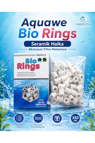 Aquawe Bio Rings - Seramik Halka - Akvaryum Filtre Malzemesi - File Hediyeli - Üstün Bakteri Tutma - 350 Gr
