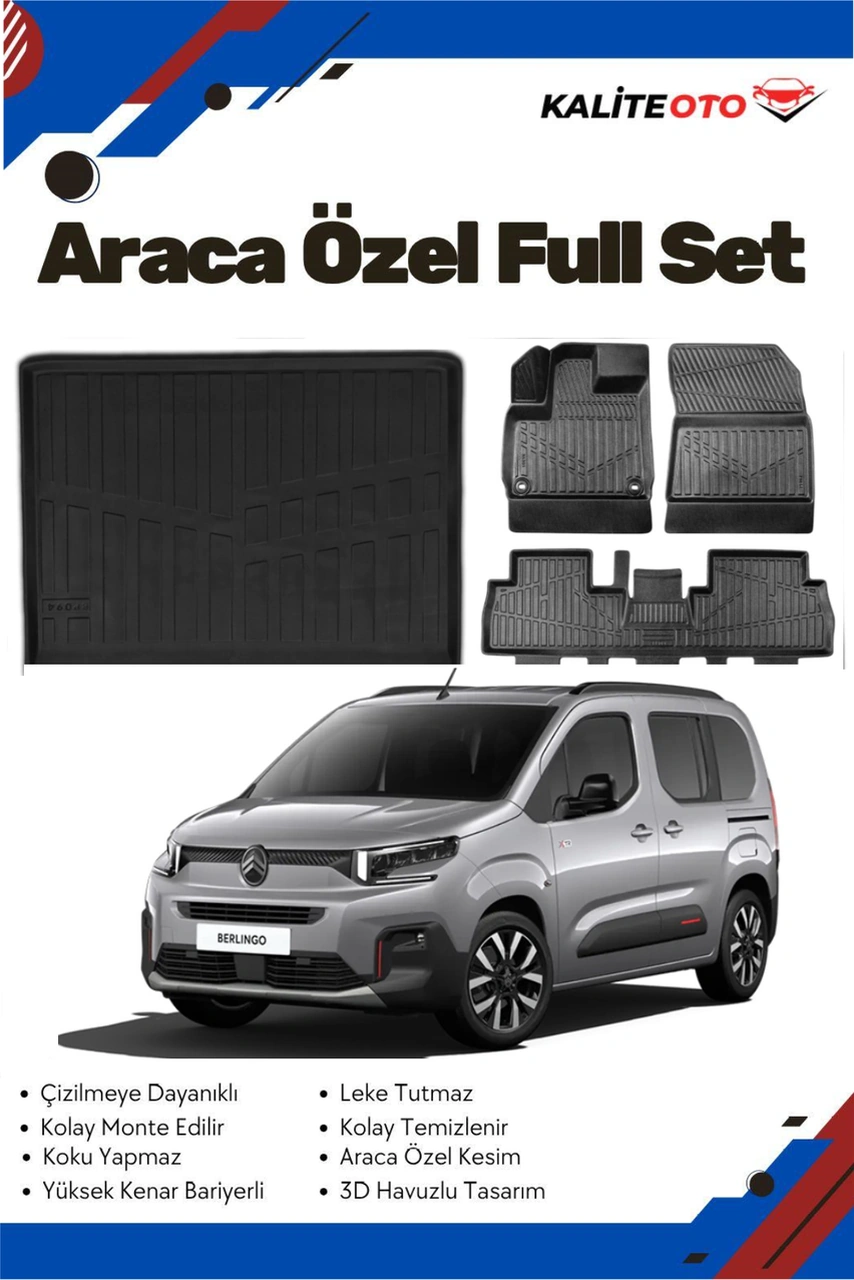 Citroen Berlingo 2023 Model Yumuşak Paspas+bagaj Havuzu Seti