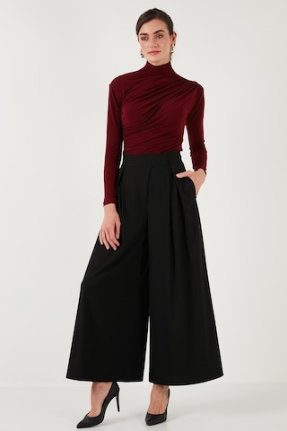 Lela Streç Büzgü Detaylı Slim Fit Dik Yaka Bayan Bluz 669925 Bordo