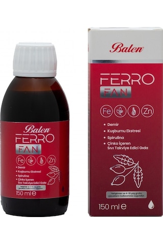 Balen Ferrofan Demir, Kuşburnu Eks., Spirulina, Çinko İçeren Şurup 150 Ml