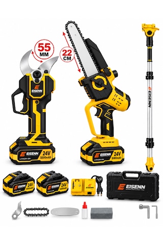 Eisenn Spark Seri 55 Mm Dijital Makas + 22 Cm Otomatik Yağlamalı Dijital Testere +2.2 Mt Teleskop Süper Bahçe Seti