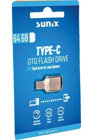 Sunix 64 Gb Typ-c Ve Usb 3.0 Hızlı Otg Flah Bellek Gri