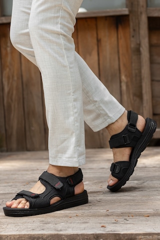 D2026 Günlük Ortopedik Confort Erkek Sandalet Siyah