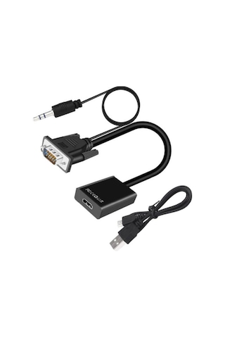 Vga Hdmi Çevirici Dönüştürücü Kablo Ses Destekli Vga To Hdmi