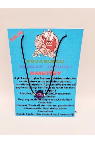 Sertifikalı Kova Burcu Ametist Taşı Doğal Taş Kolye Çok REnkli