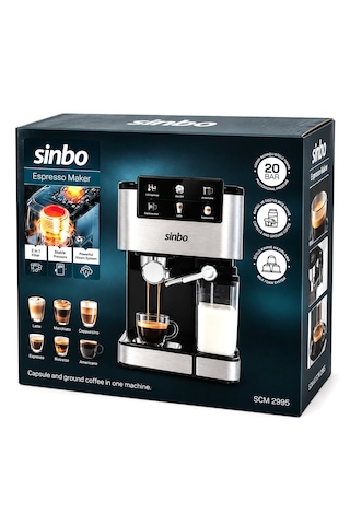 Siyah - Krom Espresso Kahve Makinesi 6 Farklı Kahve 1.5lt Su Hazne - 500ml Süt Hazne 1350w Scm-2995 5250