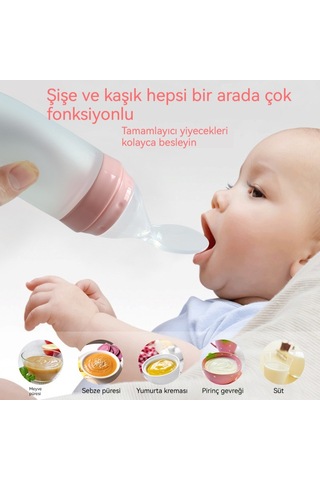 Aurora Bebek Tamlayıcıgıda Kaşığısılılmızpirinçezmesi Kaşık Pembe