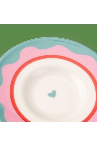 Evidea Kitchen Granny Çay Tabağı - Yeşil / Pembe - 13 Cm Yeşil / Pembe Pembe - Yeşil